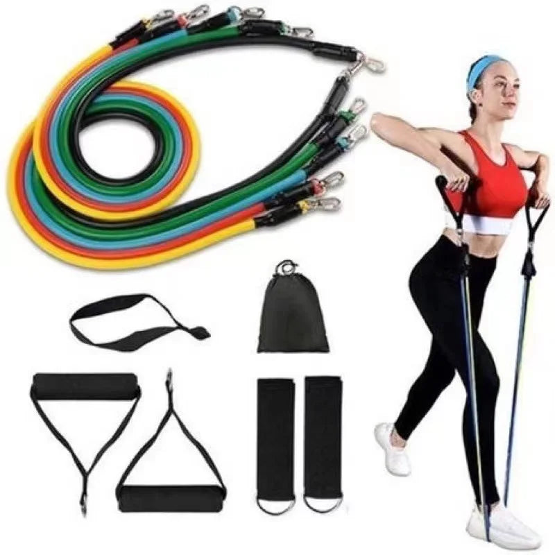 Kit Elásticos Extensores 11 Peças, Musculação, Yoga, Pilates